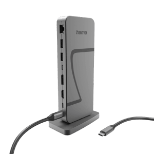 Hama USB4 Dockingstation Connect2Office Speed mit 10 Ports und USB-C Kabel.