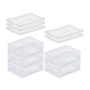 SuperSparSet: 5 transparente Eurobehälter BasicLine mit Deckel, 1,3 Liter, für Aufbewahrung.