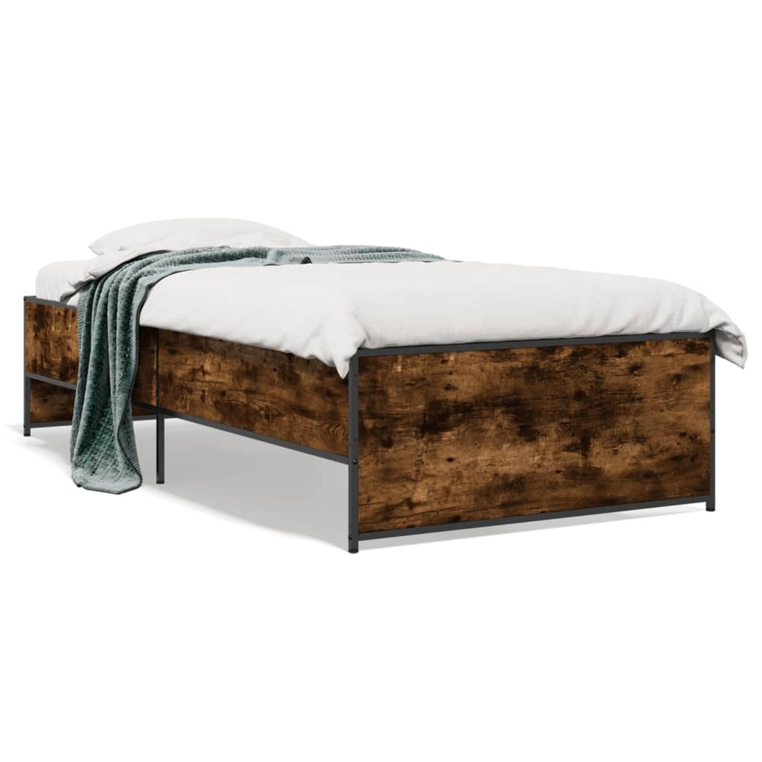 vidaXL Bettgestell Räuchereiche 90x190 cm Holzwerkstoff und Metall 845248 günstig online kaufen