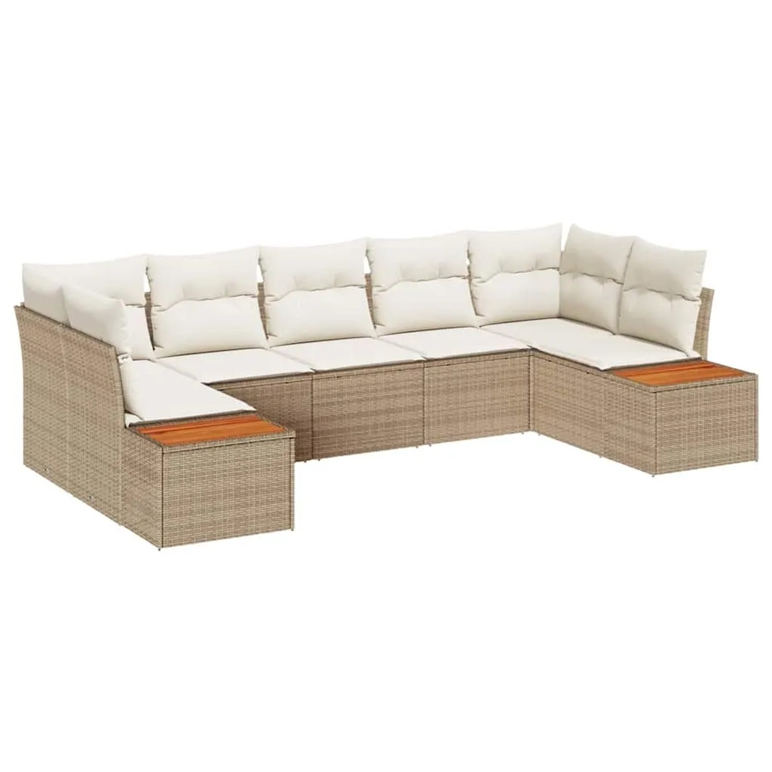 vidaXL Gartensofa-Set mit Kissen 7 Stk Beige und Creme Polyrattan 3356831