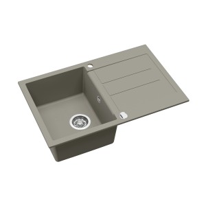 Helika Einbauspüle aus Granitverbundstoff, 78x50 cm, Betongrau. Spüle mit Abtropffläche.