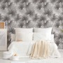 PROFHOME Fototapete mit Dschungelmotiv in Grau, Creme-Weiß und Beige im Schlafzimmer.