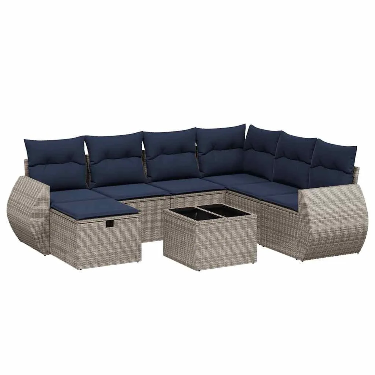 vidaXL 8-Tlg Gartensofa-Set mit Kissen Grau Polyrattan 3264157 günstig online kaufen