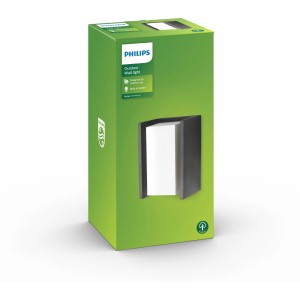 Verpackung der Philips myGarden Ecomoods Wandleuchte in Anthrazit. Moderne Außenleuchte.