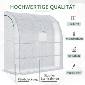 Furnicato Foliengewächshaus Tomatengewächshaus Mit Mesh Fenster Treibhaus Mit Aufrollbaren Türen Anzuchthaus Mit Uv Schutz Weiß 200 X 100 X 215 Cm