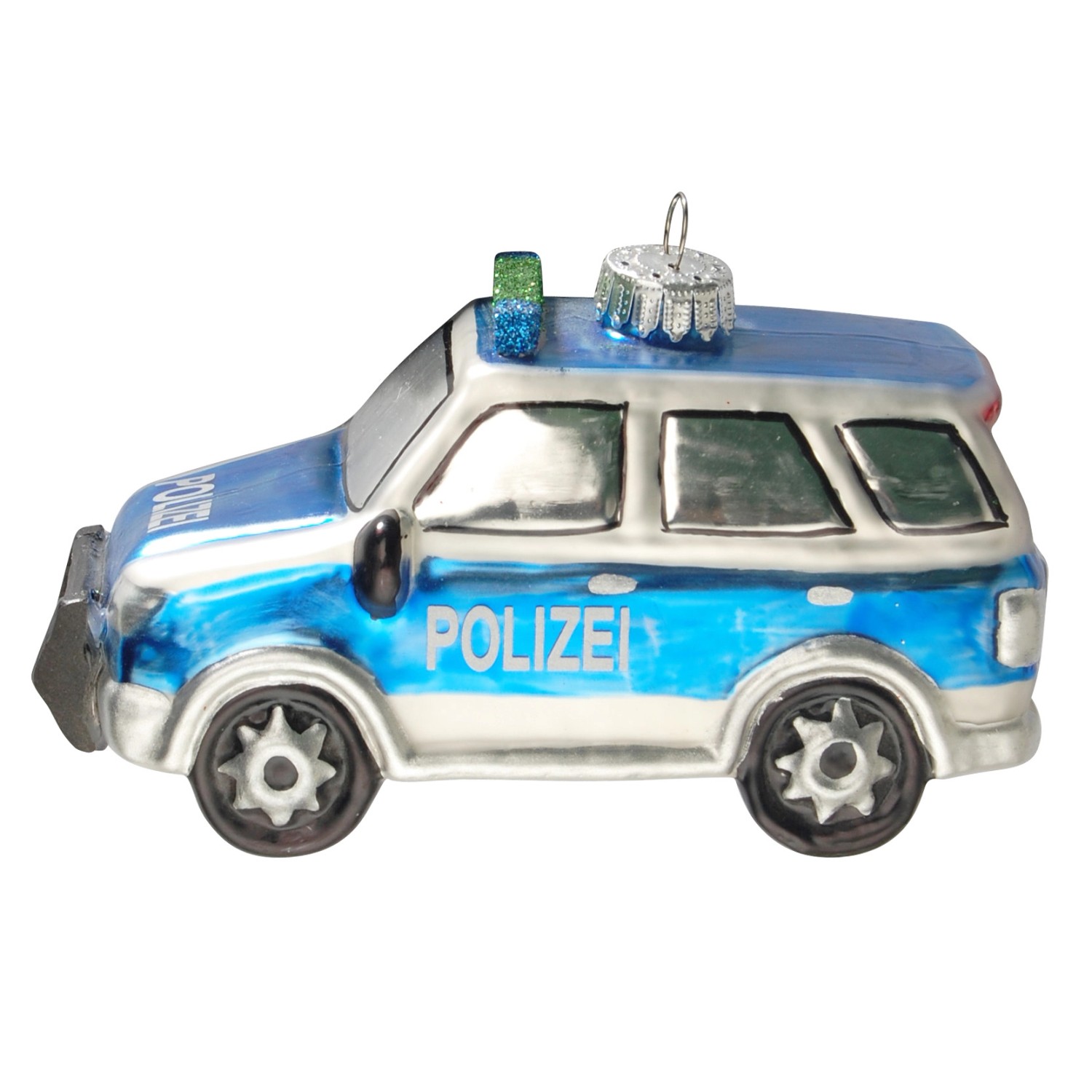 Krebs Glas Lauscha Weihnachtsornament Polizei SUV 1-tlg. 9cm