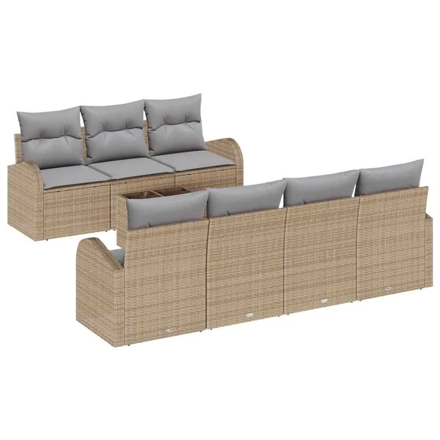 vidaXL Gartensofa-set Beige 55 x 55 x 37 cm Poly-Rattan 3345950 günstig online kaufen