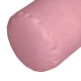 Rosa Bolsterkissen aus weichem Cordstoff, zylindrisch, mit sichtbarer Textur. Komfortables Kissen für Wohnbereiche.