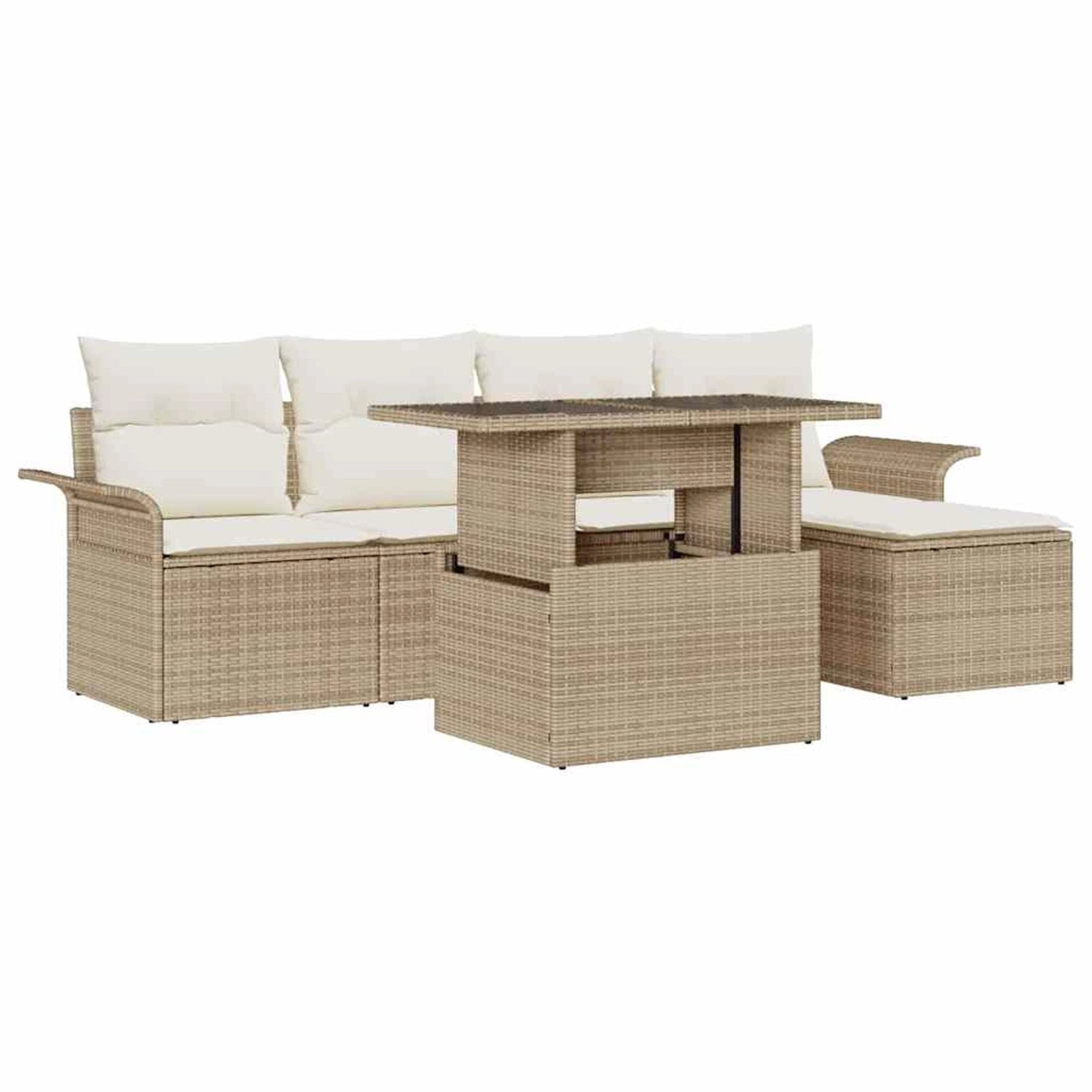 vidaXL Garten-Sofa-Set mit Kissen 6-Tlg Beige Poly Rattan 3348267 günstig online kaufen
