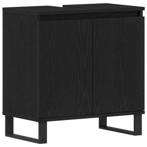 vidaXL Waschbeckenschrank mit Tür Schwarz Eichen-Optik 58 x 33 x 60 cm 862889