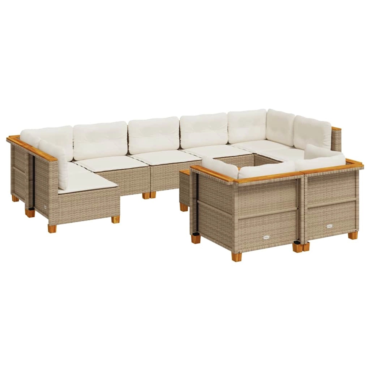 vidaXL 10-Tlg Garten-Sofagarnitur mit Kissen Beige Poly Rattan 3261997 günstig online kaufen