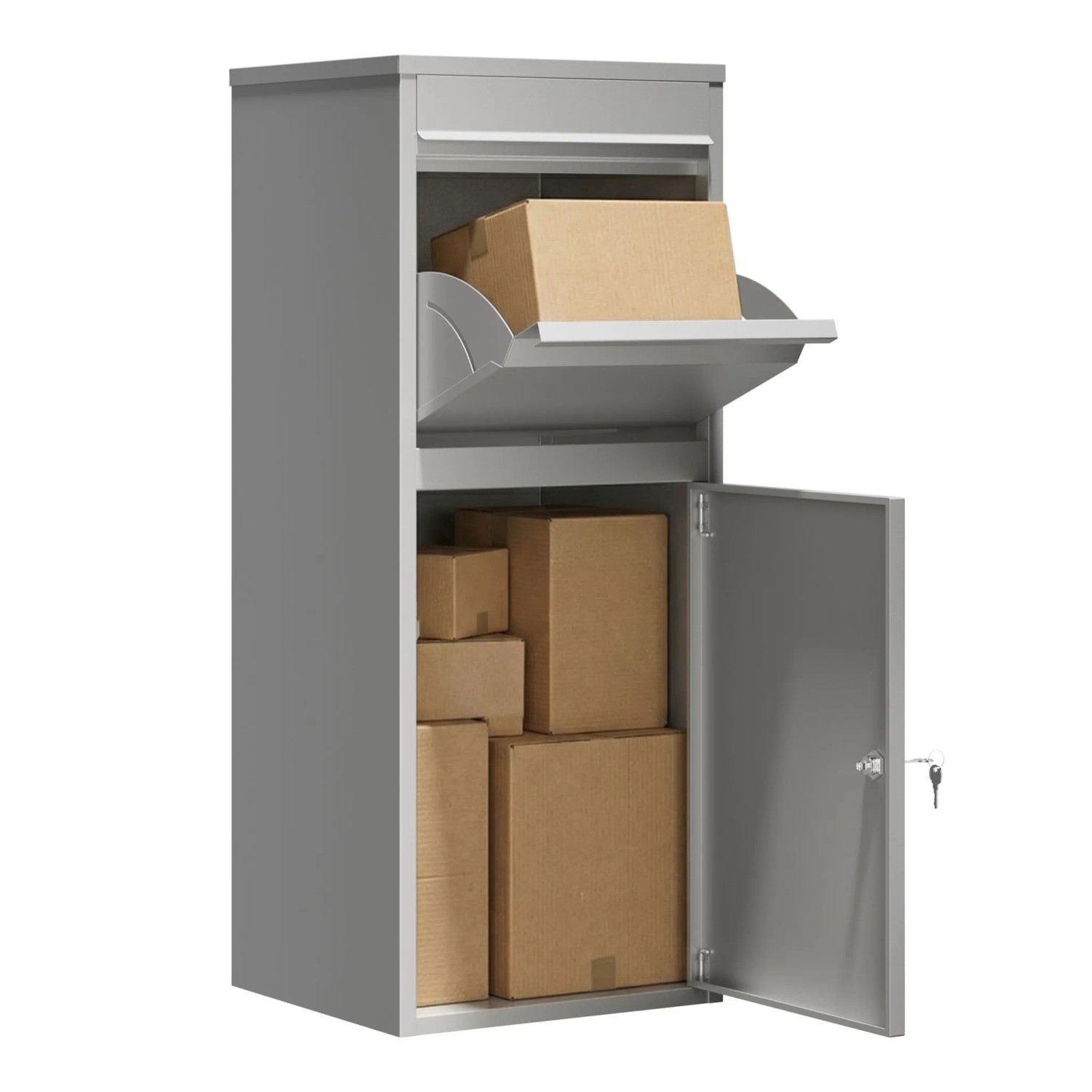 Wiltec Paketkasten Grau 410X380X1020Mm Paket Box Stahl Standbriefkasten Post