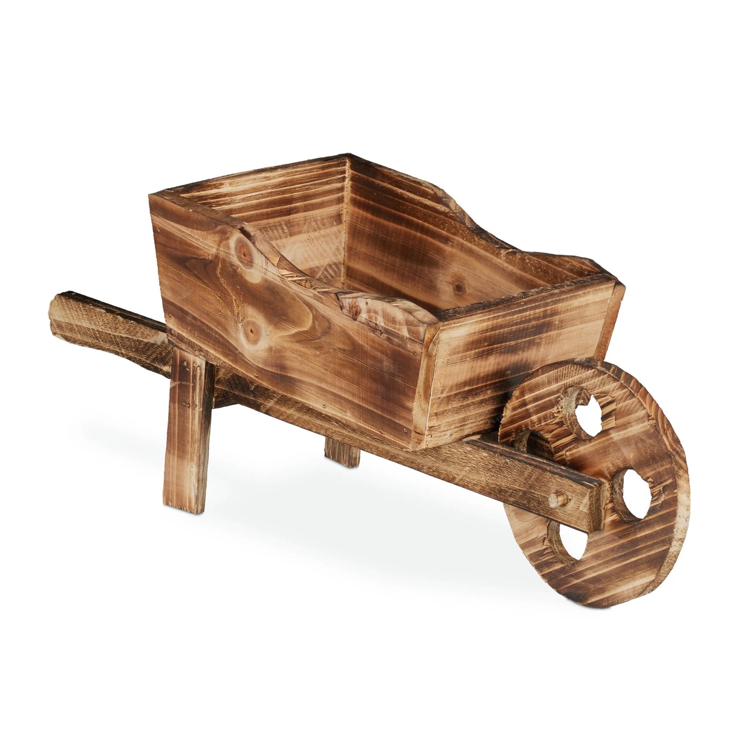 Relaxdays Pflanzschubkarre Holz Natur 2er Set 19 cm x 45 cm x 16 cm 450 g 34 cm x 19 cm x 22 cm 560 g