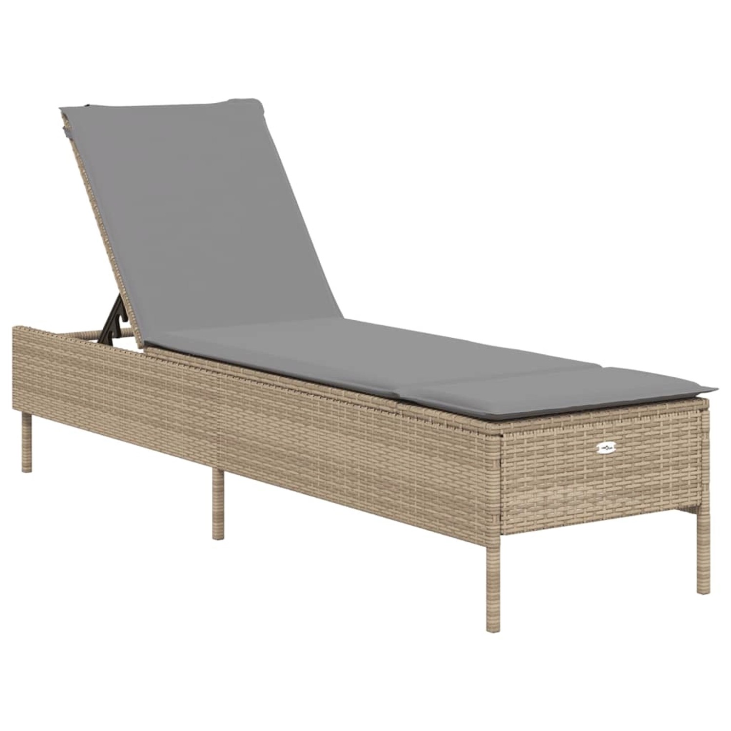 vidaXL Sonnenliege mit Auflage Beige Poly Rattan 198 x 55 x 39/50/62/75/88/97 cm