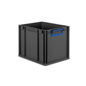 PROREGAL Eurobox Nextgen Color HxBxT 32x30x40cm 30 Liter Griffe Blau Geschlossen Schwarz Eurobehälter Transportbox Transportbehälter