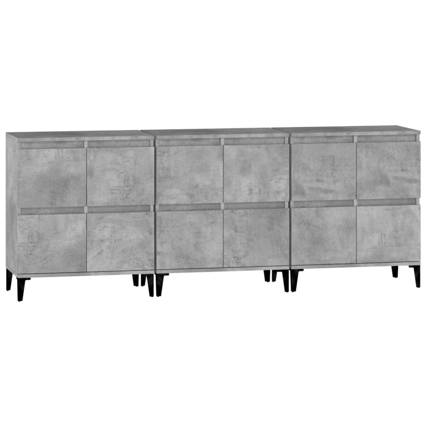 vidaXL Sideboards 3 Stk Betongrau 60x35x70 cm Holzwerkstoff 3185779