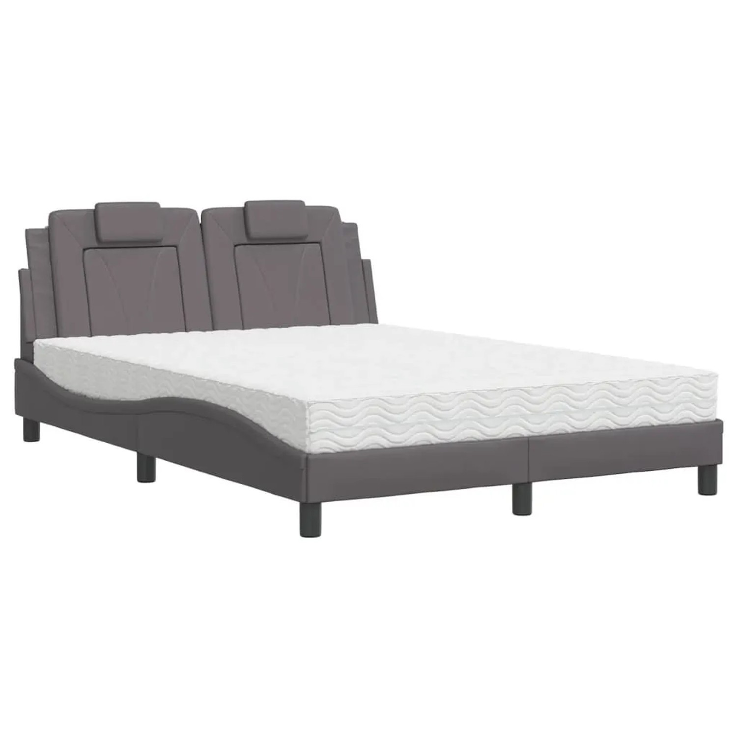 vidaXL Bett mit Matratze Grau 140x200 cm Kunstleder 3208799