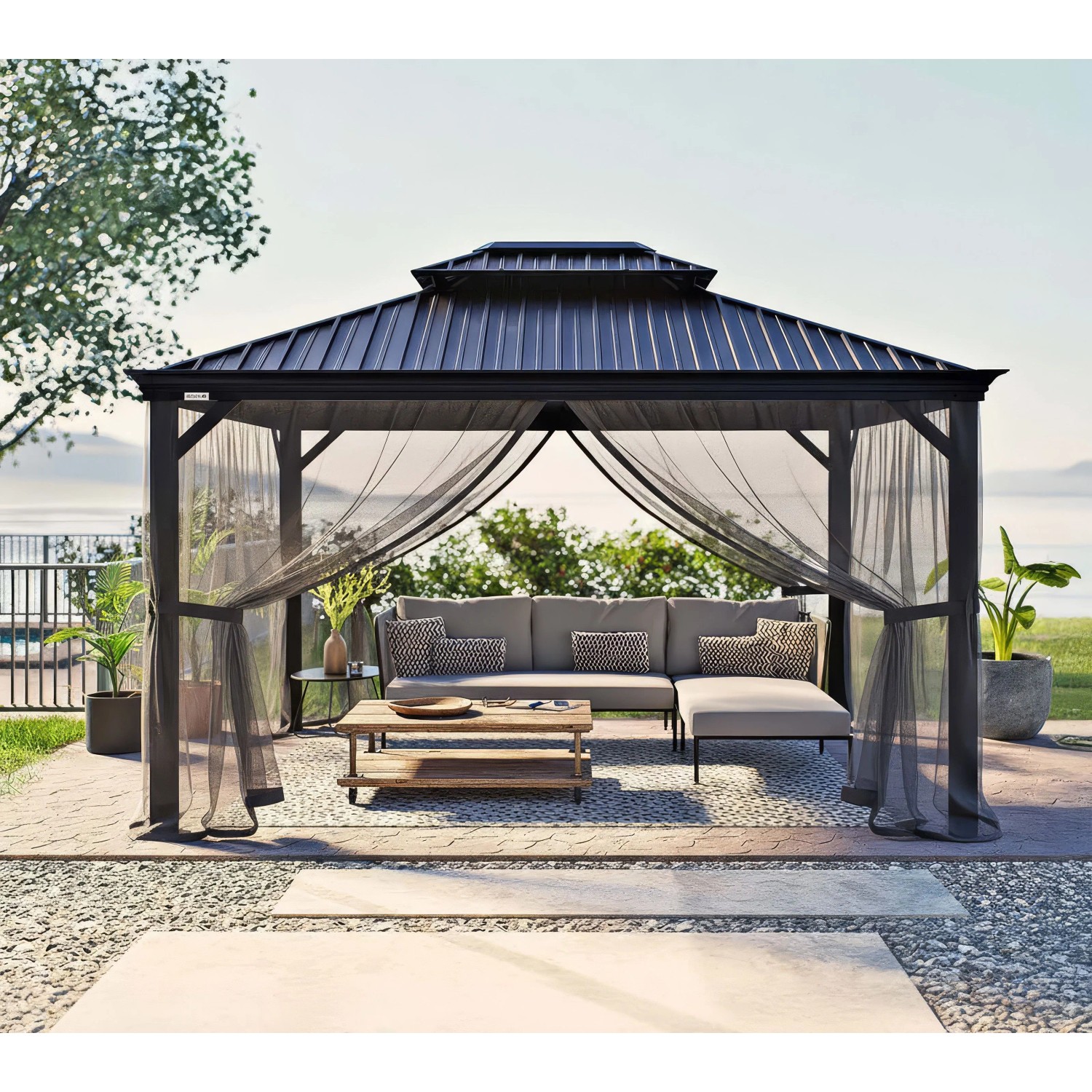 Sojag Aluminium Pavillon Messina 10 x 12 Anthrazit 298 cm x 363 cm x 291 cm günstig online kaufen