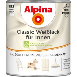 Dose Alpina Classic Weißlack Creme seidenmatt für Innen, 750ml.