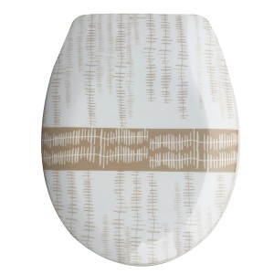 Beiger MSV WC-Sitz Ons Duroplast mit Absenkautomatik und Muster.