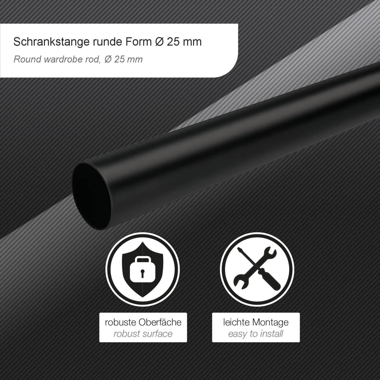 SOTECH Schrankstange Rund Ø25 mm 1000 mm Schwarz_2