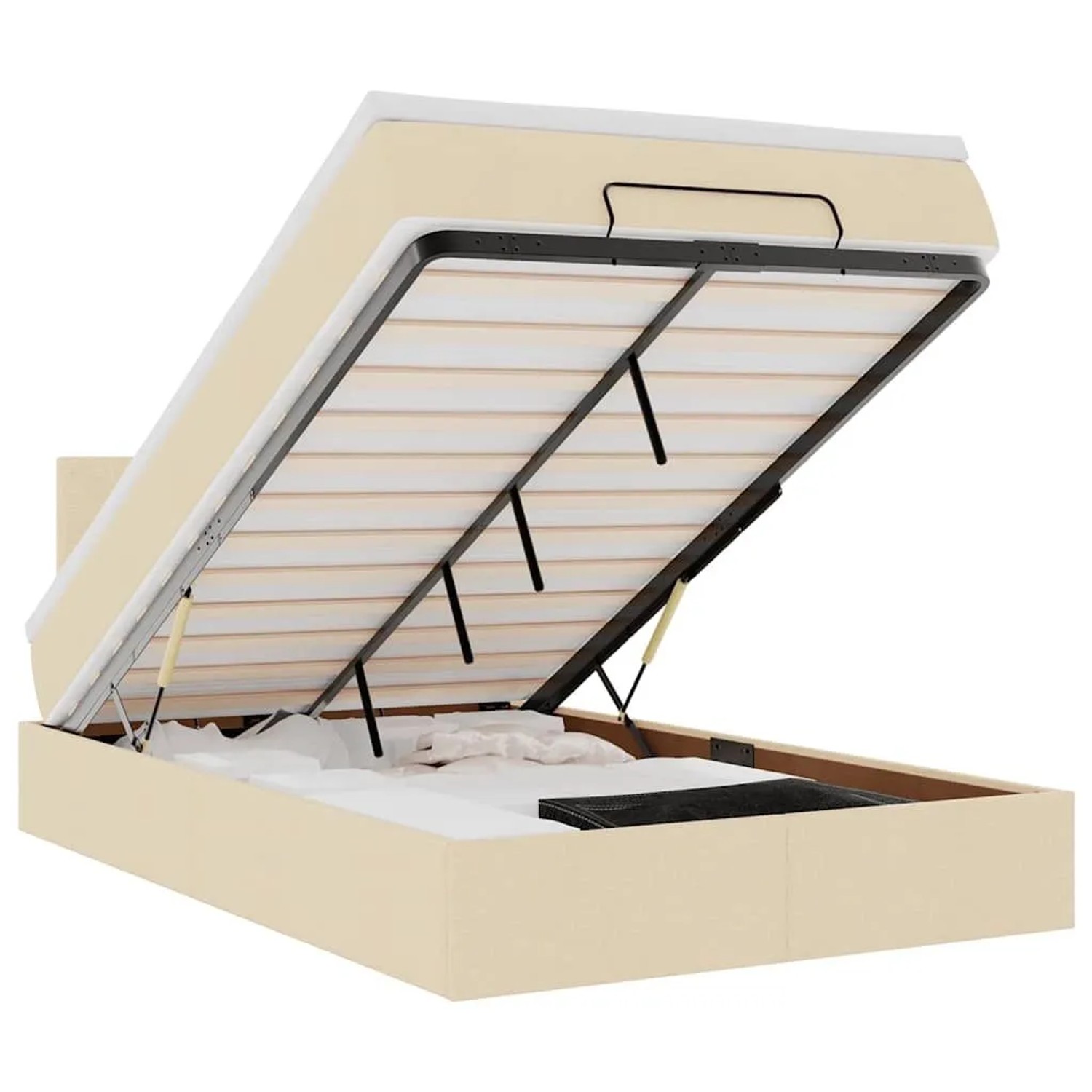 vidaXL Ottoman-Bett mit Matratze Creme 120x200 cm Stoff 3311371