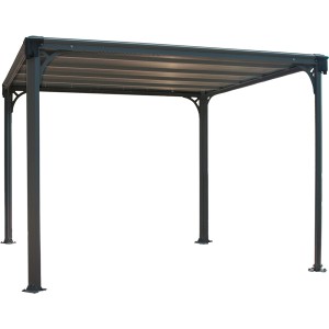 Anthrazitfarbener Palram Canopia Milano Gartenpavillon 3.1x3.1m mit LED-Set.