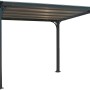 Anthrazitfarbener Palram Canopia Milano Gartenpavillon 3.1x3.1m mit LED-Set.