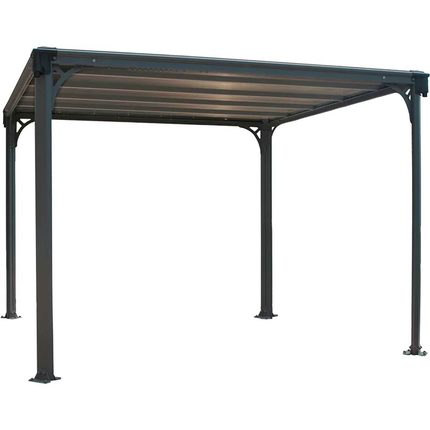 Anthrazitfarbener Palram Canopia Milano Gartenpavillon 3.1x3.1m mit LED-Set.