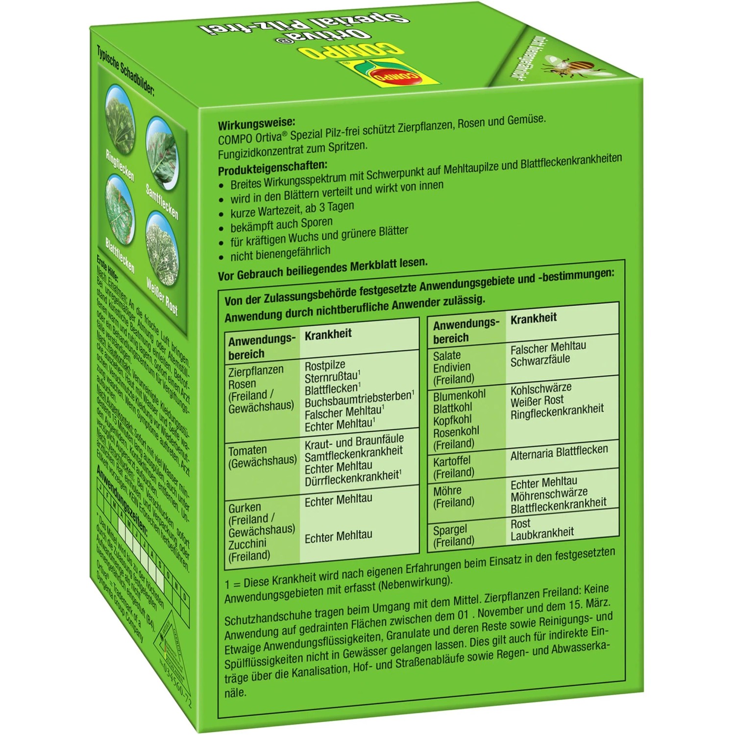Compo Ortiva Spezial Pilz-frei 20ml: Fungizid zur Bekämpfung von Pilzkrankheiten an Zierpflanzen, Rosen und Gemüse.