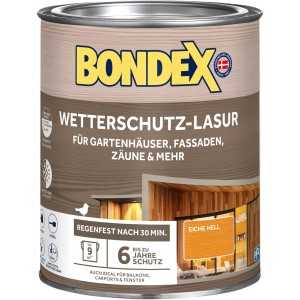 Dose Bondex Wetterschutz-Lasur Eiche Hell, Holzlasur für Gartenhäuser, Fassaden und Zäune.