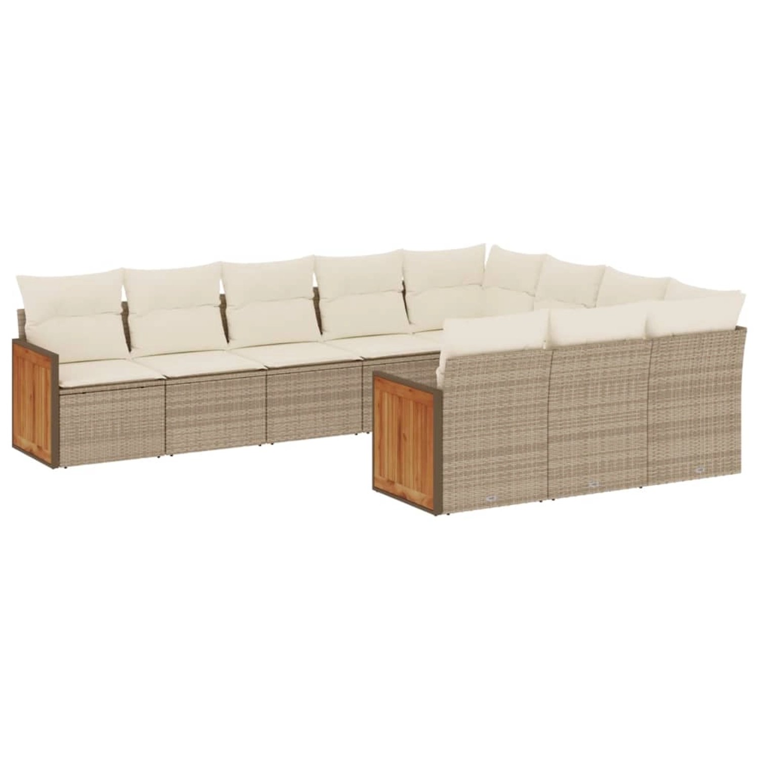 vidaXL 10-Tlg Garten-Sofagarnitur mit Kissen Beige Poly Rattan 3228018 günstig online kaufen