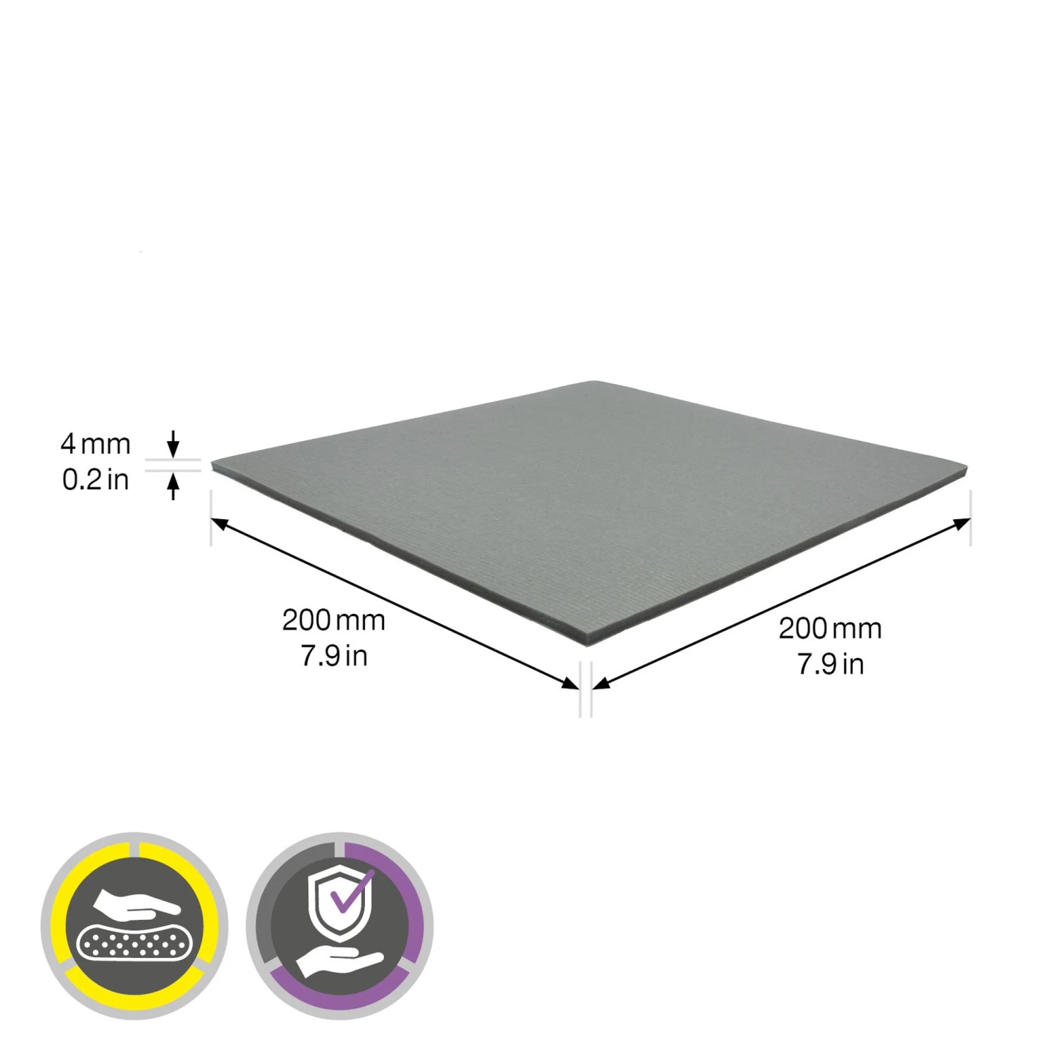 Wagner Softpad EH0320 Grau, 200x200x4mm, selbstklebend, für Möbel und Oberflächenschutz.