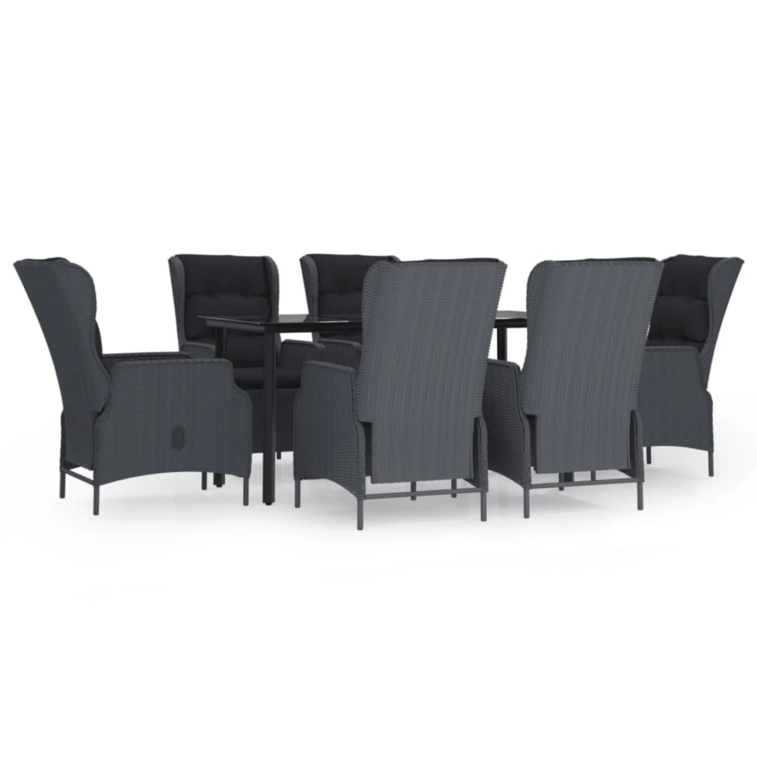 vidaXL 7-Tlg Garten-Essgruppe Dunkelgrau Poly Rattan 3156791