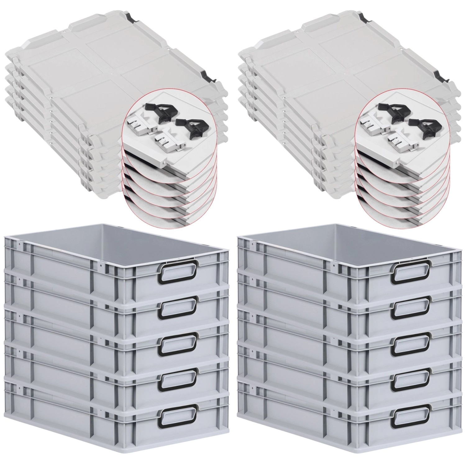 PROREGAL SuperSparSet 10x Eurobox Nextgen Color Mit Scharnierdeckel HxBxT 1 günstig online kaufen
