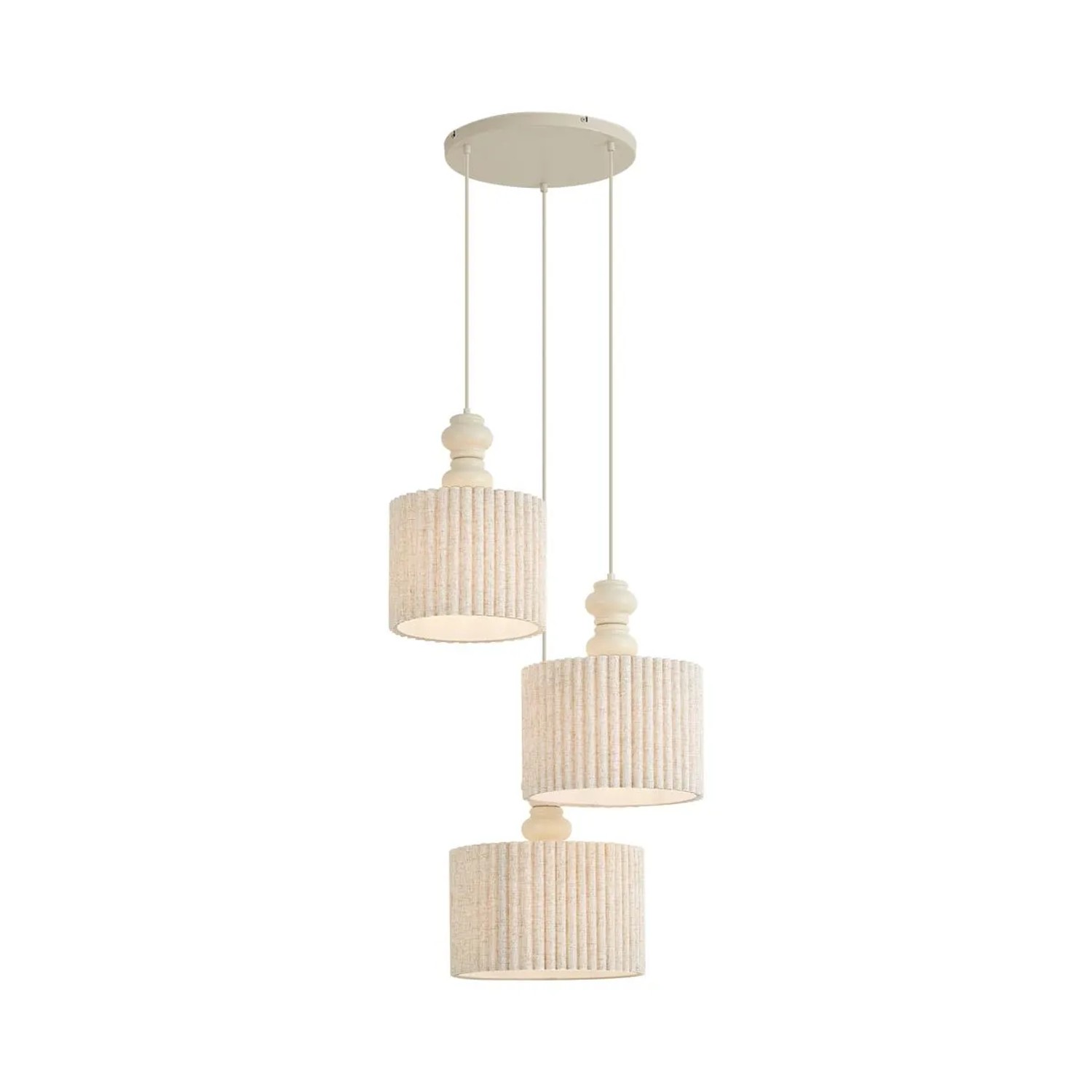 QAZQA Japandi Hängelampe Beige mit Leinenschirm 3 Flammig Fedde