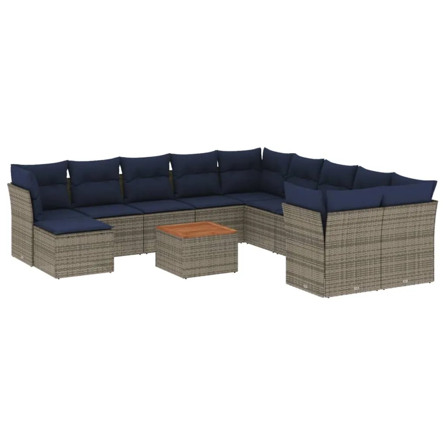 vidaXL 12-Tlg Gartensofa-Set mit Kissen Grau Polyrattan 3256313 günstig online kaufen