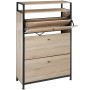 Tectake Schuhschrank im Industrial Style mit Holz- und Stahlrahmen, Eiche Sonoma Dekor.