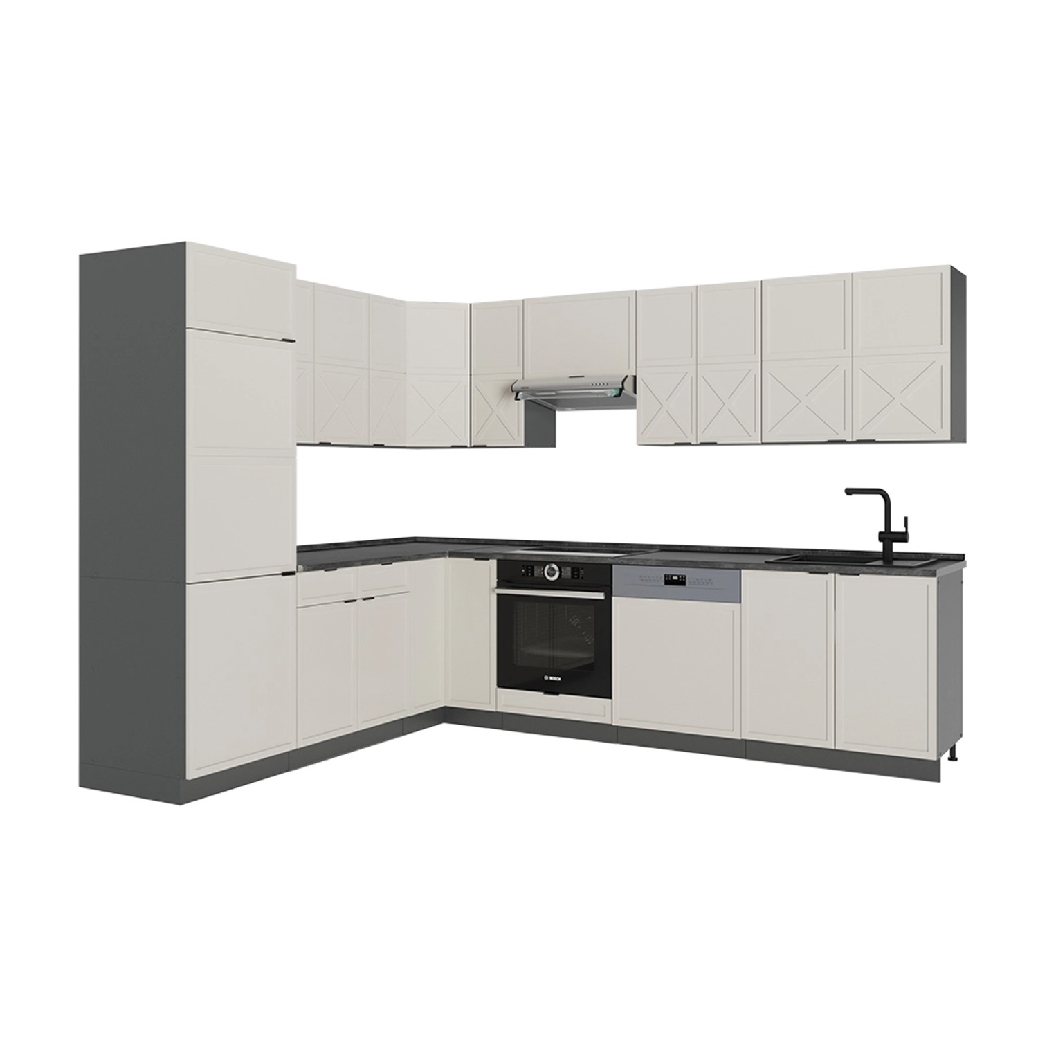 Vicco Fame-Line Eckküche GrauBeige/Anthrazit 227 x 287 cm AP Anthrazit günstig online kaufen