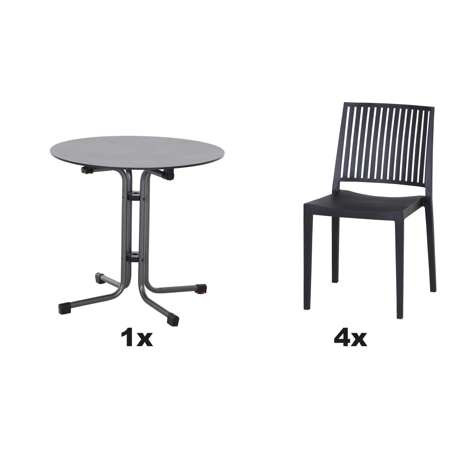 Siena Garden Gartenmöbel Set Lane 5-teilig Ø 80 cm x 71 cm Anthrazit