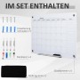 Vinsetto Kalendertafel Set: Whiteboard aus Glas mit Markern, Radiergummi und Befestigungsmaterial.
