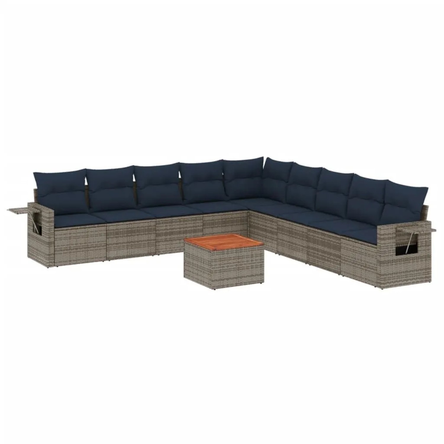 vidaXL 10-Tlg Gartensofa-Set mit Kissen Grau Polyrattan 3224612 günstig online kaufen
