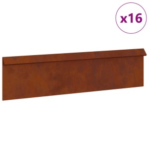 vidaXL Schneckenzaun 16 Stk Rostig 100 x 3,5 x 25 cm Wetterfeststahl 874866