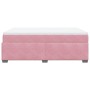 Rosa vidaXL Boxspringbett mit Matratze und weißem Topper, Samtbezug.