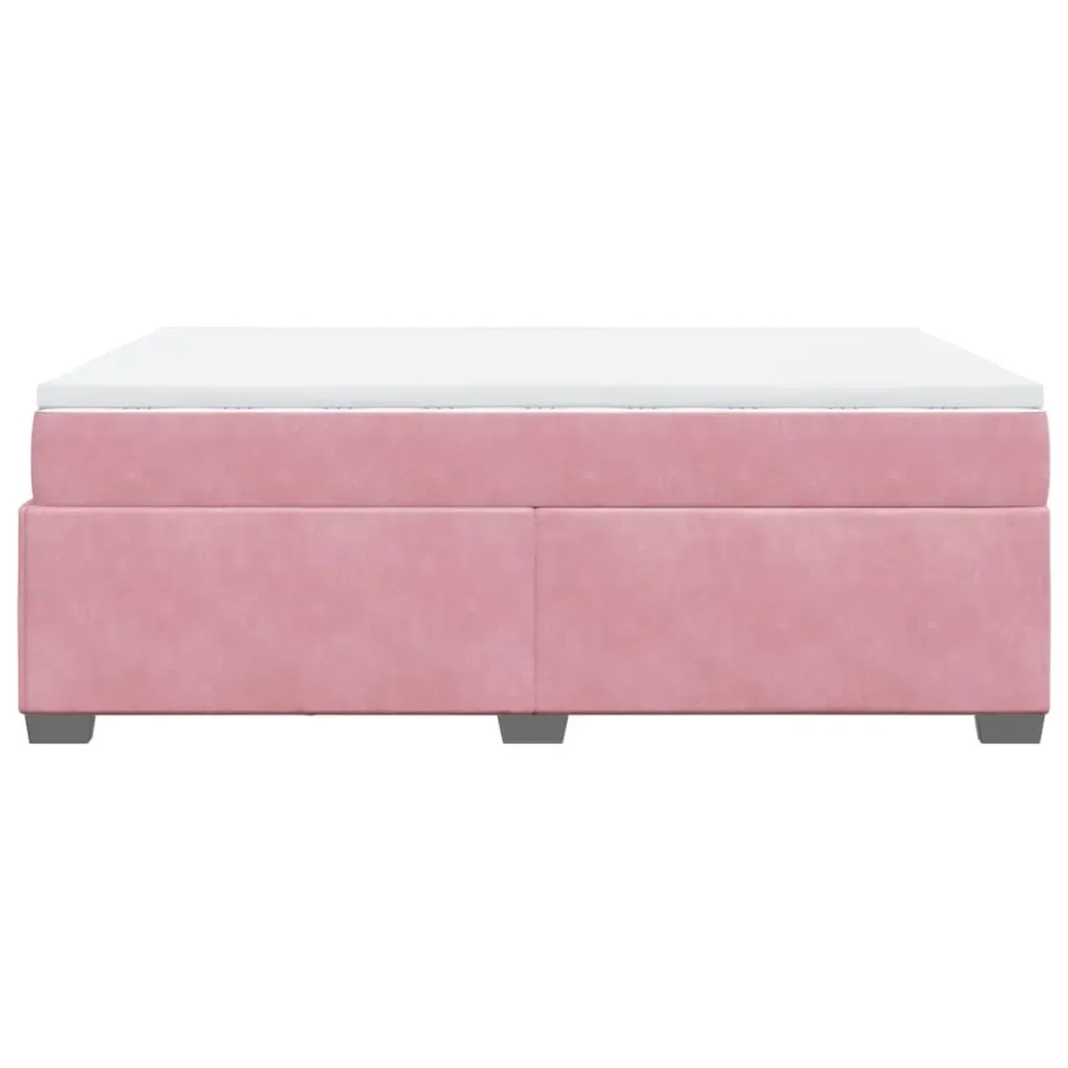 Rosa vidaXL Boxspringbett mit Matratze und weißem Topper, Samtbezug.