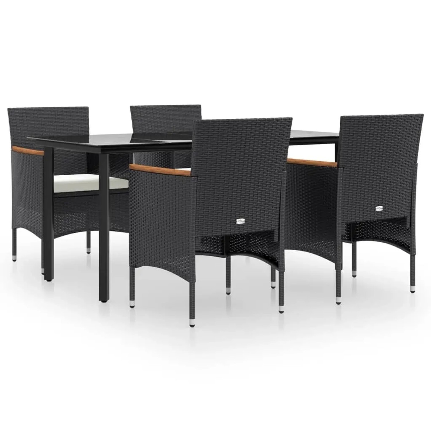vidaXL 5-Tlg Garten-Essgruppe mit Kissen Schwarz 3156632