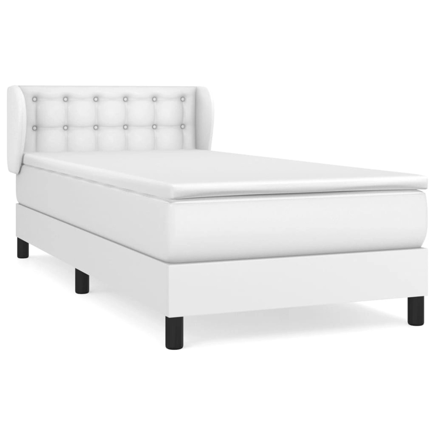 vidaXL Boxspringbett mit Matratze Weiß 100x200 cm Kunstleder 3127296 günstig online kaufen