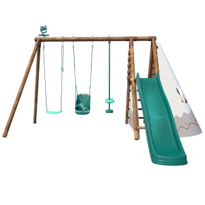 Soulet Holzschaukel Camelia mit Rutsche, Tipi und 3 Schaukeln. Kinderspielplatz für Garten.