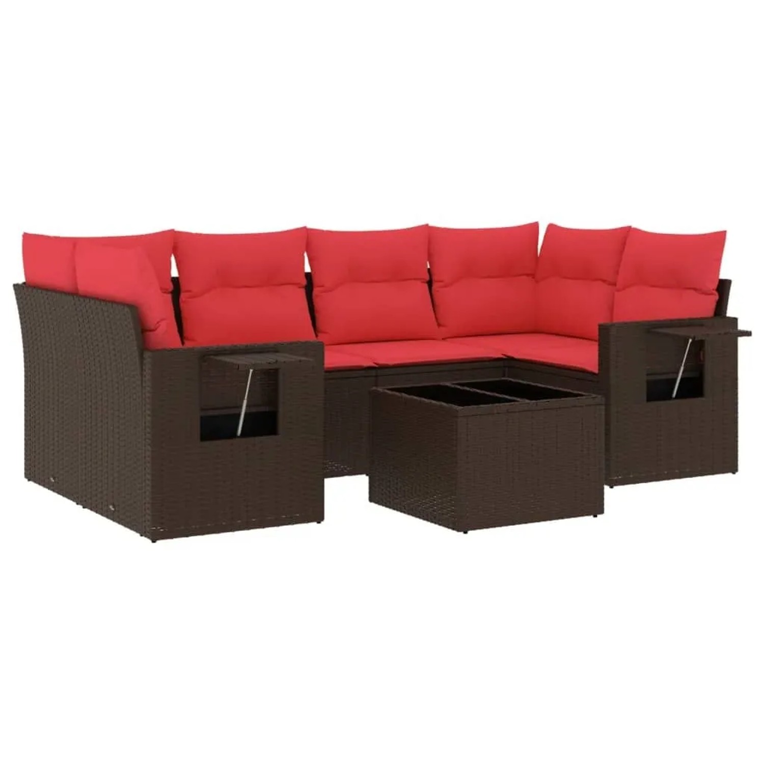 vidaXL 7-Tlg Gartensofa-Set mit Kissen Braun Polyrattan 3219923 günstig online kaufen
