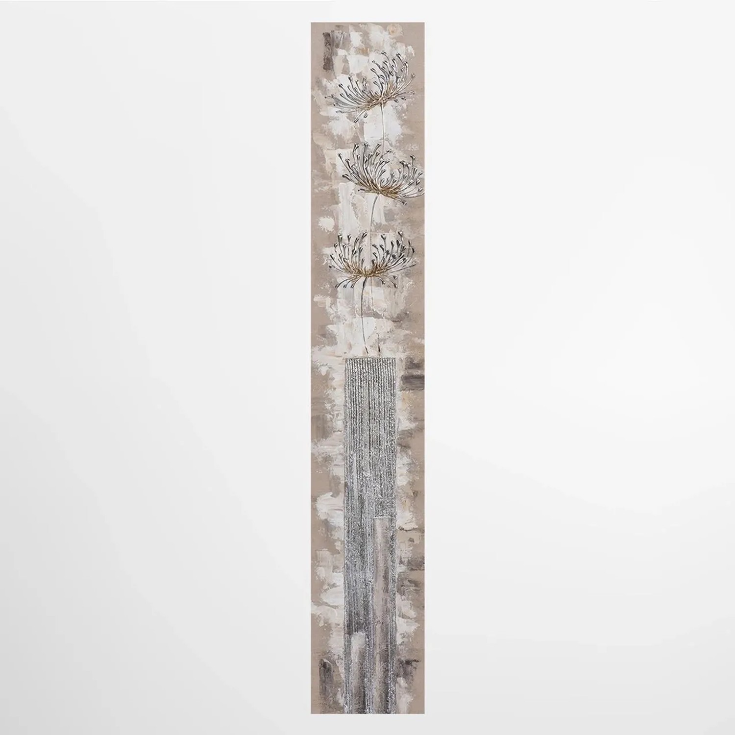 Art Universe Leinwandbild Aufrechte Chrysanthemen in Silber 25 x 150 cm